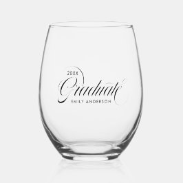 Elegant Black Script Typografy Graduate Weinglas Ohne Stiel