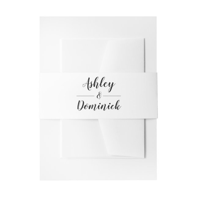 Elegant Black Script Wedding Envelope Einladungsbanderole (Vorderseite Beispiel)