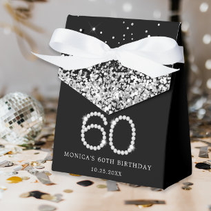 Elegant Black Silver Diamonds 60. Geburtstag Geschenkschachtel