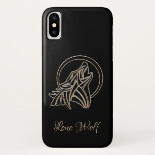 Elegant Black Silver Gray Howling Lone Wolf Case-Mate iPhone Hülle