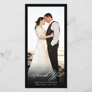 Elegant Black Simple Danke 8x4 Fotokarte