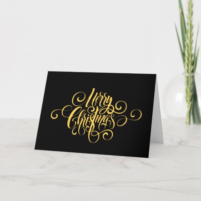 Elegant Black Simple FroChristmas Personalize Feiertagskarte (Vorderseite)