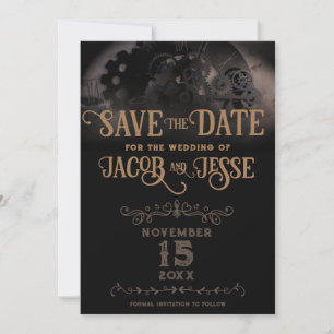 Elegant Black Steampunk Save The Date