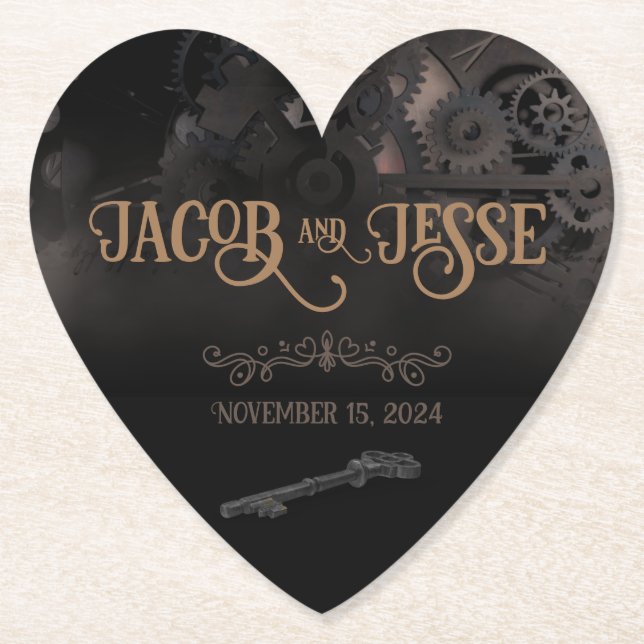 Elegant Black Steampunk Wedding Untersetzer (Vorderseite)