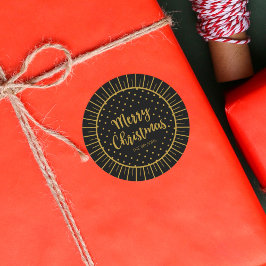 Elegant Black Sternexplosion Script Frohe Weihnach Runder Aufkleber