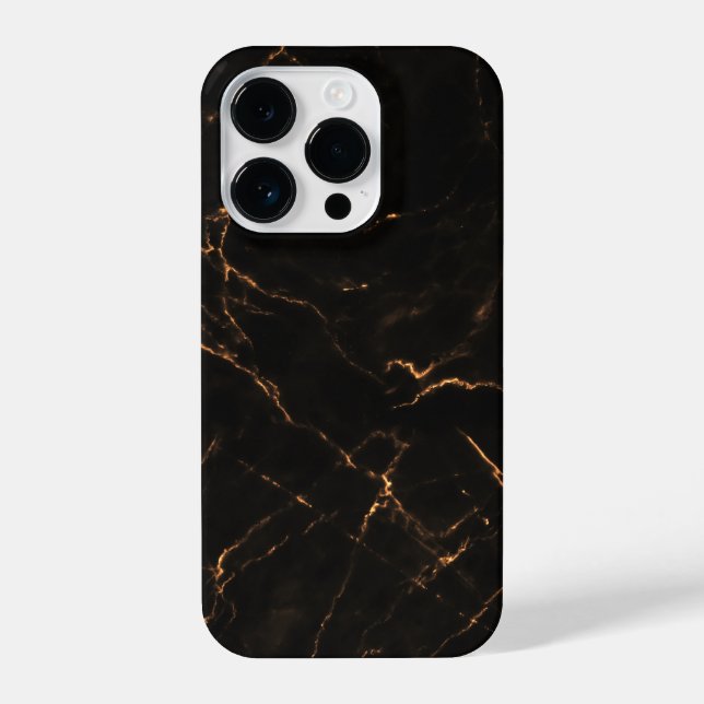 Elegant Black Stone Marble Pattern iPhone Hülle (Rückseite)