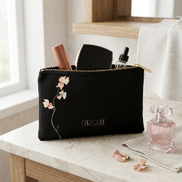 Elegant Black Stylish Floral Boho Niedlich Zubehörtasche