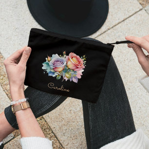 Elegant Black Stylish Floral Boho Niedlich Zubehörtasche