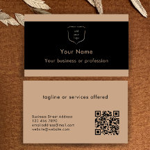 Elegant Black & Tan Logo QR Code Professional