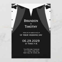 Elegant Black Tie Gay Wedding Invitation Menükarte