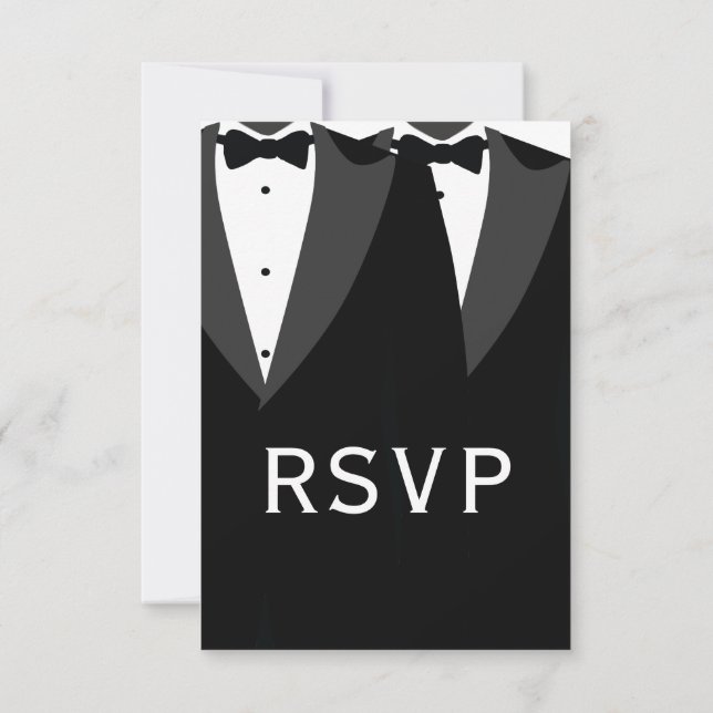 Elegant Black Tie Gay Wedding RSVP Card (Rückseite)