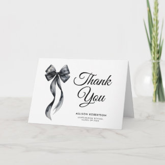 Elegant black tie graduation thank you karte