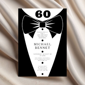 Elegant Black Tuxedo 60th Birthday Einladung