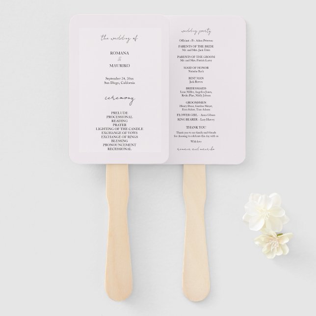 Elegant Black und Lilac Minimalistisch Fächer (Vorne und Hinten)