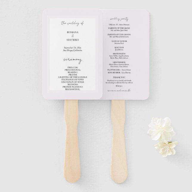 Elegant Black und Lilac Minimalistisch Fächer (Vorne und Hinten)