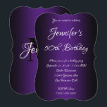 Elegant Black und Royal Lila Ombre 50. Geburtstag Einladung<br><div class="desc">Laden Sie die Tauchgänge zu ihrem 50. Geburtstag. Hervorragende Schwarz und Königlich lila ombre Geburtstagseinladung. Anpassbare Hintergrundfarbe hinter dem Farbverlauf. Individuell gestaltbare Geburtstagsparty lädt ein. Glam und schicke Einladungen. Passen Sie die modernen und eleganten Kalligraphie-Schriftart-Stile an.</div>