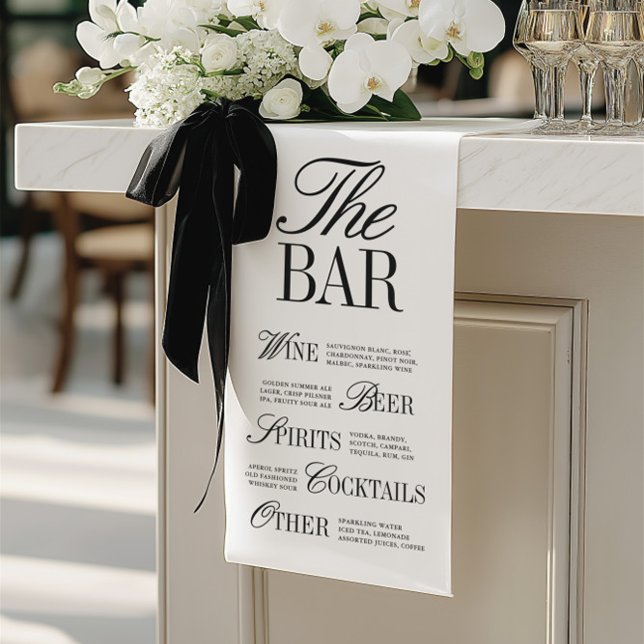 Elegant Black Wedding Bar Menu Reception Decor Banner (Elegant Black Wedding Bar Menu Reception Decor Banner)