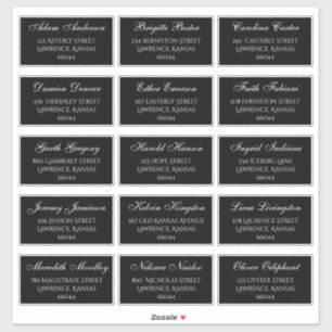 Elegant Black Wedding Gast Individuelle Adressen Aufkleber