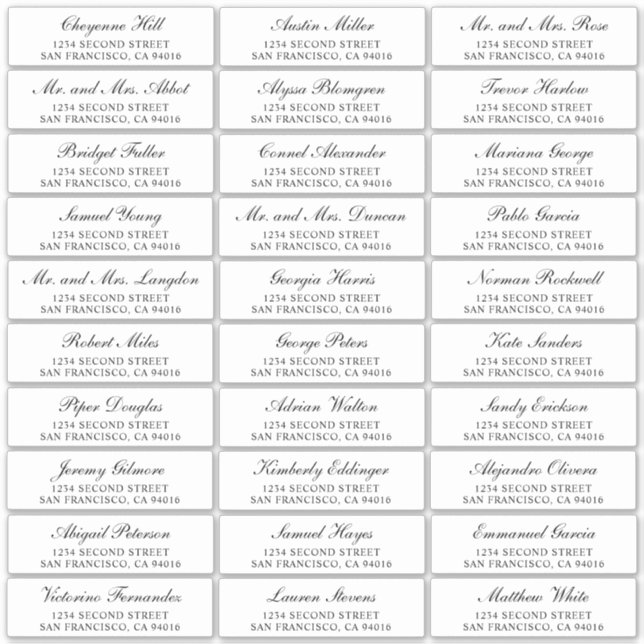 Elegant Black Wedding Guest Address Labels (Vorderseite)