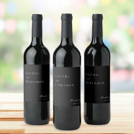 Elegant Black Wedding Minimalistisches Script Viel Weinetikett
