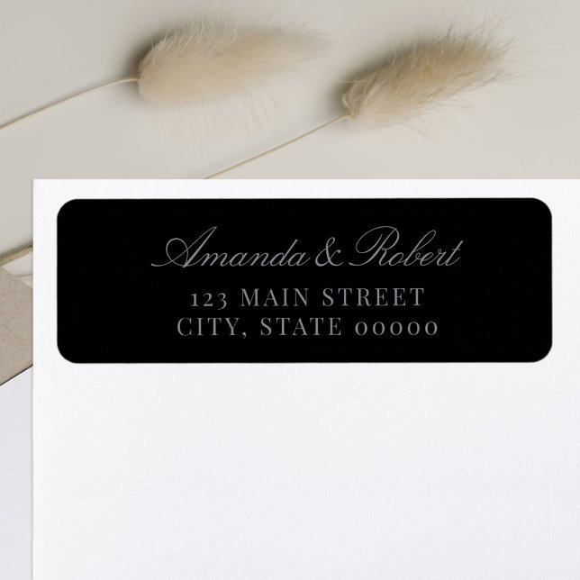 Elegant Black Wedding Return Address (Von Creator hochgeladen)