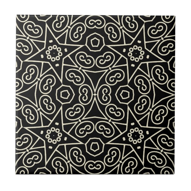 Elegant Black & White Abstract Geometric Pattern  Fliese (Vorderseite)