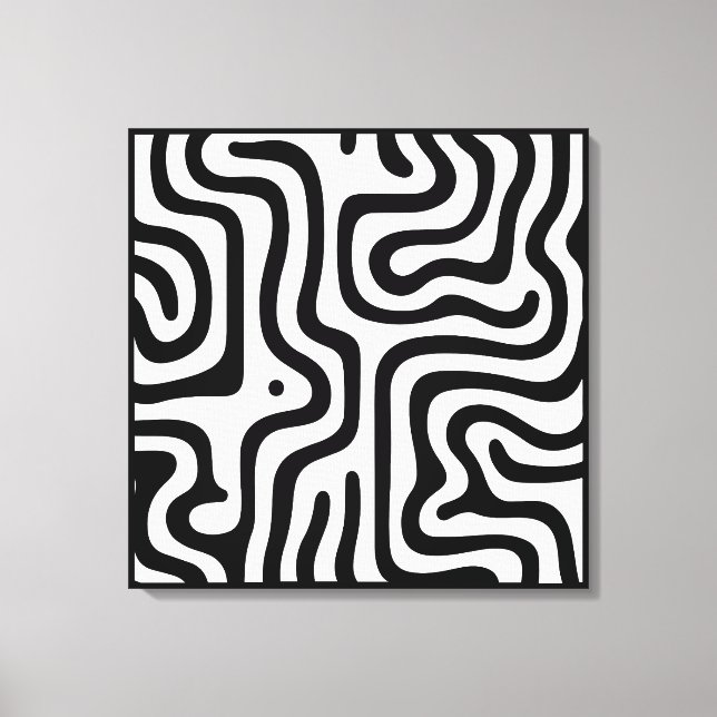 Elegant Black &White Abstract Pattern Leinwanddruck (Vorderseite)