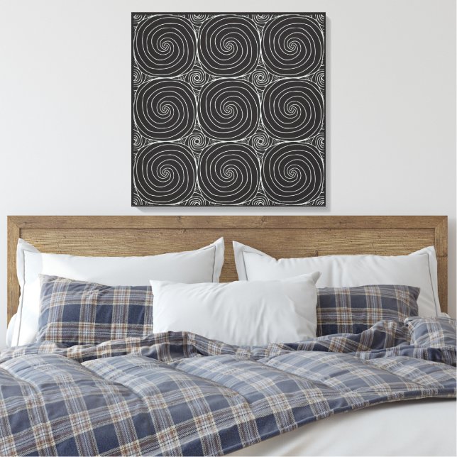 Elegant Black &White Abstract Pattern Leinwanddruck (Insitu (Schlafzimmer))