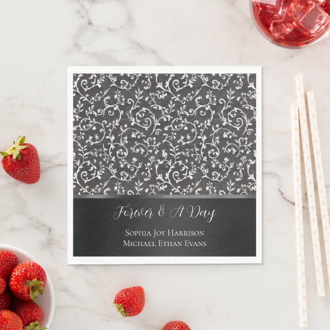 Elegant Black White Abstract Wedding Serviette (Beispiel)
