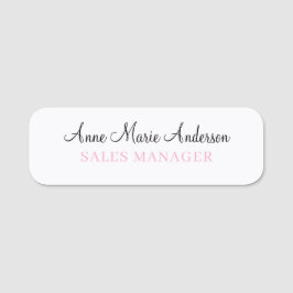 Elegant Black White and Pink Professional Name  Namensschild