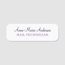 Elegant Black White and Purple Professional Name  Namensschild