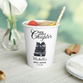 Elegant Black & White Book Themed Bridal Shower  Pappbecher