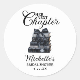 Elegant Black & White Book Themed Bridal Shower  Runder Aufkleber