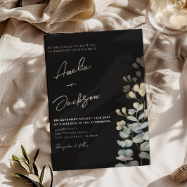 Elegant Black & White Botancial Wedding  Einladung