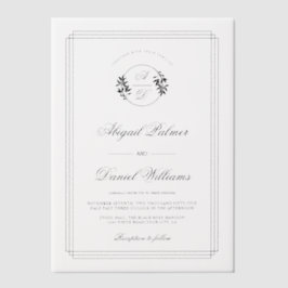 Elegant black, white branch and initials wedding