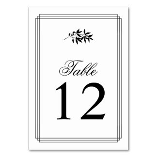 Elegant black, white branch triple border wedding tischnummer
