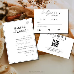 Elegant Black & White Classic Foto Wedding Einladung