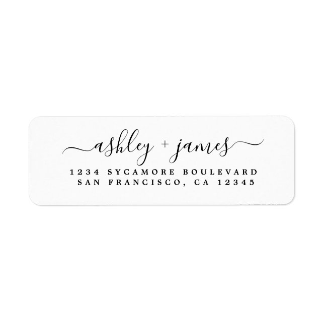 Elegant Black White Couple Return Address Label (Vorne)