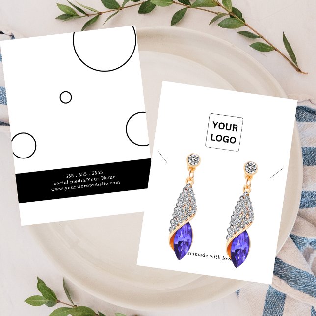 Elegant Black White Earing Necklace Display Card (Von Creator hochgeladen)