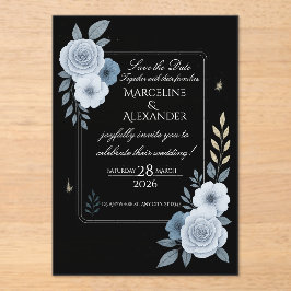 Elegant Black & White Floral Wedding Invitation Acryleinladungen