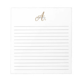 Elegant Black White Gold Script Monogram Lined Notizblock