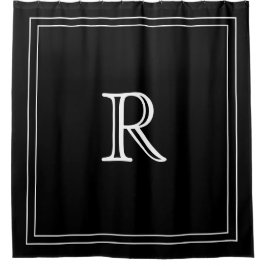 Elegant Black &White Initial Monogram  Duschvorhang