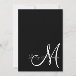 Elegant Black White Initial Wedding  Einladung