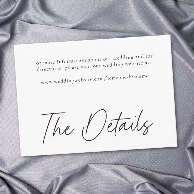 Elegant Black White Minimalist Wedding Begleitkarte (Elegant Black White Minimalist Wedding Enclosure Card)