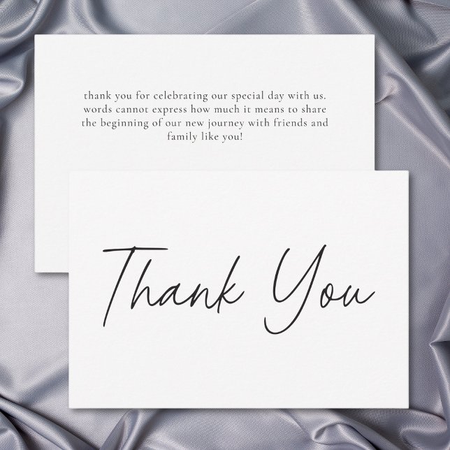 Elegant Black White Minimalist Wedding Dankeskarte (Elegant Black White Minimalist Wedding Thank You Card)