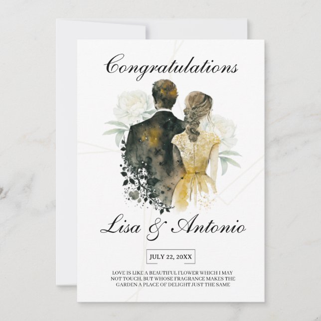 Elegant Black & White Minimalist Wedding Einladung (Vorderseite)