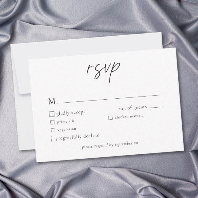 Elegant Black White Minimalist Wedding RSVP Karte (Elegant Black White Minimalist Wedding RSVP Card)