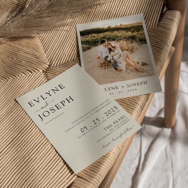 Elegant Black & White Modern Chic Photo Wedding  Einladung (Von Creator hochgeladen)