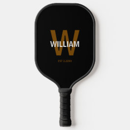 Elegant Black &White Personalized Name Monogram Pickleball Schläger
