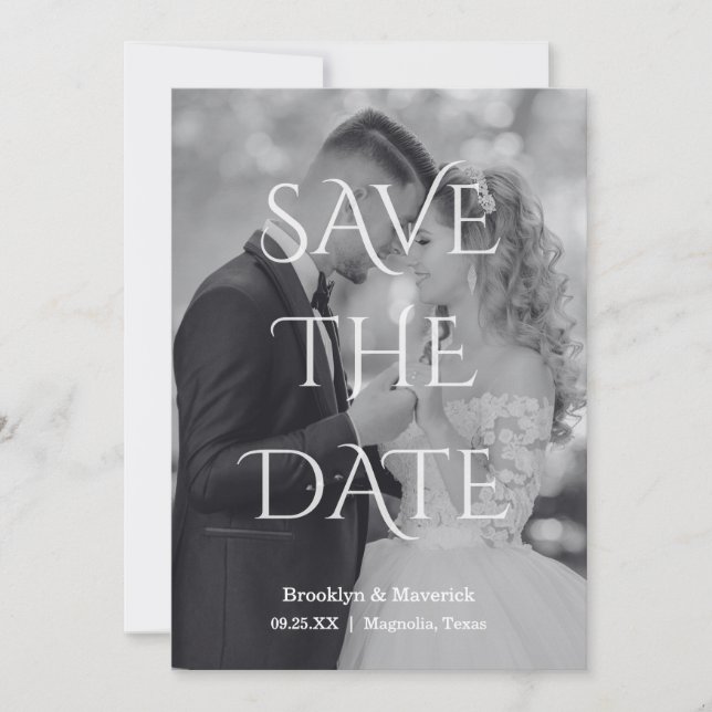 Elegant Black & White Save The Date Photo (Vorderseite)